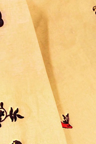 Cream Pure Cotton Urbasi Hand Hand Loom Saree (1118)